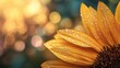 © backup_studio - Yellow sunflower petals with glistening water drops. Close up view of a vibrant flower showing freshness and natural beauty. Concept for nature and spring.