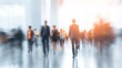 © Susan - abstract motion blur image of business people crowd walking at corporate office in city downtown, blurred background, business center concept. High quality