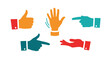 © MALA - Colorful hand gestures including thumbs up pointing and open palm symbols