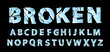© sabelskaya - Uppercase letters in cracked shape English alphabet destroy font, vector crash typographic broken mirror or glass effect