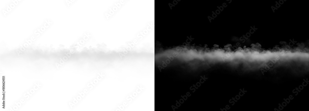 A foggy mist is displayed on a split white and black background image ...