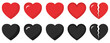 © IronVortex - Clean red and black heart icon set featuring solid, glossy, and broken heart variations. Ideal for romance, love, breakup, emotions, and UI design projects with simple high, heart, love, romance