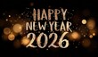 © wilson - Happy New Year 2026 written in glittering golden letters on black background with bokeh lights around text having elegant festive font design.
