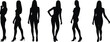© Mst - Woman silhouette vector set, fashion model standing and posing in high heels, young female figure collection isolated black