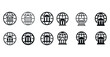 © Coosh448 - Set of global banking icons with earth and building symbols