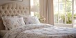 © Pech - A cozy bedroom scene with a large bed, floral bedding, and a window with curtains.