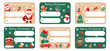 © Svetlana - Set of blank templates for Christmas personalized gift labels and stickers. Design 'from and to.' Santa Claus and snowman, Christmas tree and elf, sock and mitten. Vector illustration.