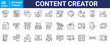 © Ruslan Ivantsov - Content creator line web icons. media, content, podcast, blogger, live streaming, social network. Editable stroke. Vector illustration