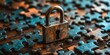 © SUKHUM - Abstract puzzle pieces and padlock security concept