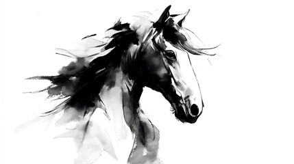 Naklejka na meble 筆で書かれたようなモノクロの馬