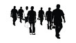 © Mehreen - Silhouettes of workers walking with lunch boxes on white background
