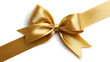 © MSTFARGINA - A shiny golden ribbon tied in a bow, isolated on white background