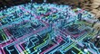 © Khan - High-detail futuristic motherboard with glowing circuits, AI processor, cyber technology layout, macro electronic components, advanced tech background.