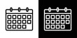 © Vector Studio - Calendar icon in black and white stroke on background, representing date, events, or scheduling.
