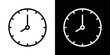 © Vector Studio - Clock icon in black and white stroke on background, representing time, schedule, or reminder.
