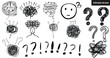 © Emran Graphics - Set of hand-drawn confusion and question mark icons. Doodle scribble, chaos, and mental stress vector illustration.