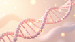 © thiraphut - soft pink DNA helix with glowing particles on a clean minimal background, ideal for science concepts.