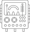 © Simu Store - Electronic measurement device line art showing waveform display and control dials for science and tech illustration