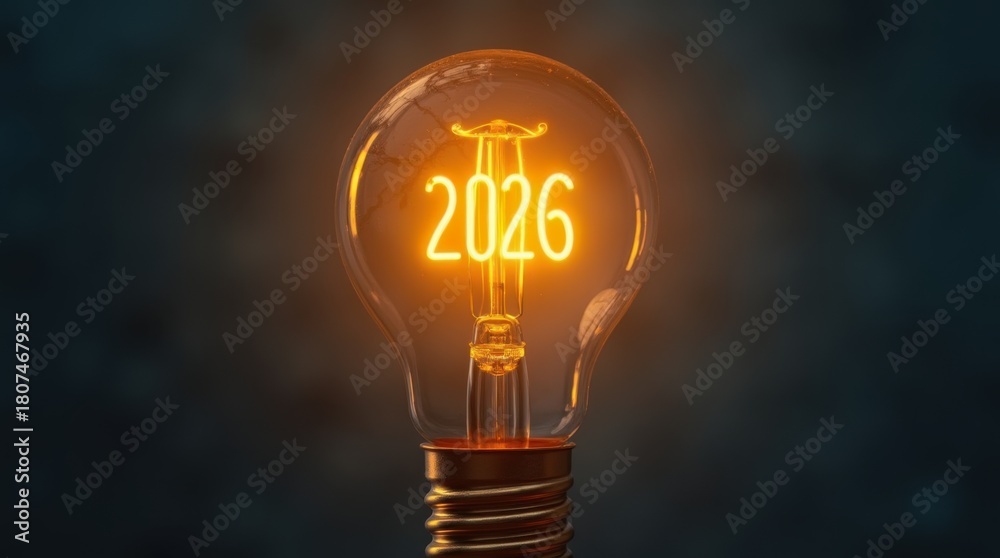 Glowing 2026 light bulb representing new goals, strategic direction and ...