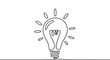 © Misho x Mamun - Continuous one line art drawing of idea (light bulb). Concept of idea emergence.one line icon with with white background