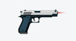 © Jack - Semi-realistic illustration of a modern silver and black handgun with a red laser sight activated.