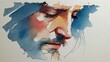 © Samuel - Simple watercolor abstract sketch of Jesus praying alone in the Garden of Gethsemane under soft moonlight and silence
