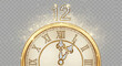 © jamal - Golden clock face showing almost twelve o clock with diamond numbers and transparent background design