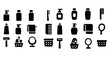 © Viacheslav - Bathroom essentials icons: soap, shampoo, brush, mirror, towel, razor