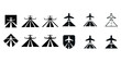 © Влада Яковенко - Airplane traffic symbols collection: diverse runway and flight path icons