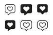 © Настя Шевчук - Heart-Inspired Notification Icons. Emotional weight of notifications. Icon set. Set Logo of emotional weight of notifications: heart inside message bubble.