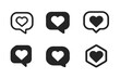 © Настя Шевчук - Heart-Inspired Notification Icons. Emotional weight of notifications. Icon set. Set Logo of emotional weight of notifications: heart inside message bubble.