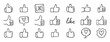 © Yanka - Thumbs up like doodle hand drawn icon set. Social media approval button. Hand gesture vector illustration for web design