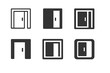 © Svitlana - Sliding Door Icons. Sliding doors. Icon set. Set Logo of sliding doors: pocket door disappearing into wall cavity. harmonious logo variations of the same
