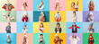 © Pixel-Shot - Collage of children in stylish winter outfit on color background