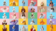 © Pixel-Shot - Set of women in stylish winter outfit on color background