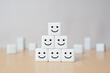 © Achmad Khoeron - Dice with icon face smiley, The best excellent business services rating customer experience, Satisfaction survey concept