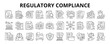 ©  karyative - 30 Regulatory Compliance Line Icons Vector - Policy Rule, Security Standard, Law Enforcement, Code Ethics, Corporate Governance, Business Regulation
