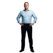 © Creative Design - Confident businessman standing with hands on hips ready for success in professional attire isolated on transparent background