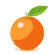 © stock.metket.com - Simple illustration of a ripe orange fruit with a single green leaf attached, isolated on for freshness