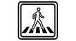 © lasiyanto - Pedestrian Crossing Sign: Depicting a universal symbol of pedestrian safety, a black-and-white sign showing a person traversing a designated crosswalk, essential for urban landscapes.
