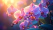 © gilz_r - Vibrant Pink and Purple Orchid Flowers Bathed in Golden Sunlight.