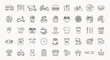 © Hadi - Collection of Food Delivery Icons and Symbols Featuring Trucks, Scooters, Bicycles, and Restaurant Related Graphics