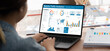 © InfiniteFlow - Computer software for website traffic analytics data on computer screen. Concept of SEO search engine optimization and customer targeting for online business brisk