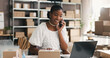 © DavidsPrime/peopleimages.com - Startup, phone call and woman with laptop, distribution or communication with supplier for ecommerce. Logistics, entrepreneur and black person with mobile for supply chain, talk and order on website