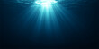 © PIXEL - Deep blue ocean background loop with bright sun rays bursting through the water