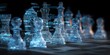 © Rifqi - Digitally rendered chess pieces illuminated on a chessboard with intricate wireframe designs, concept for strategic planning, technological advancement and competitive intelligence