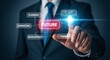 © Useful Elements - Businessman touching futuristic interactive display showing future strategy