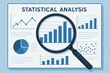 © ParinApril - Magnifying glass highlighting statistical analysis charts on a report. Concept of data interpretation, research insights, and informed decision-making in analytics.