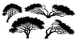 © veronica - Silhouette composition of five distinctive trees, isolated on a clean white backdrop for creative