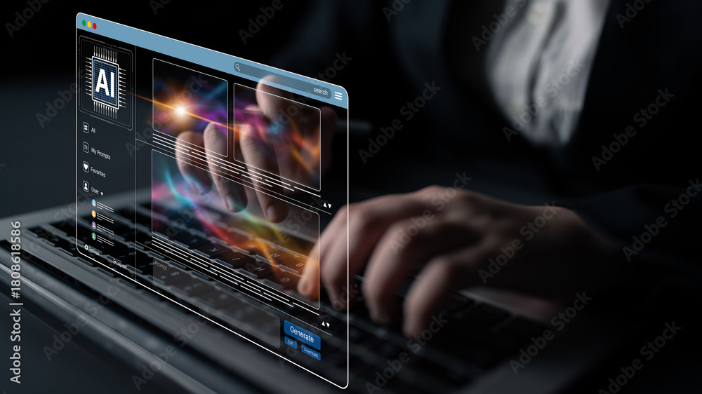AI platform generating art images with dynamic interface. AI-generated ...